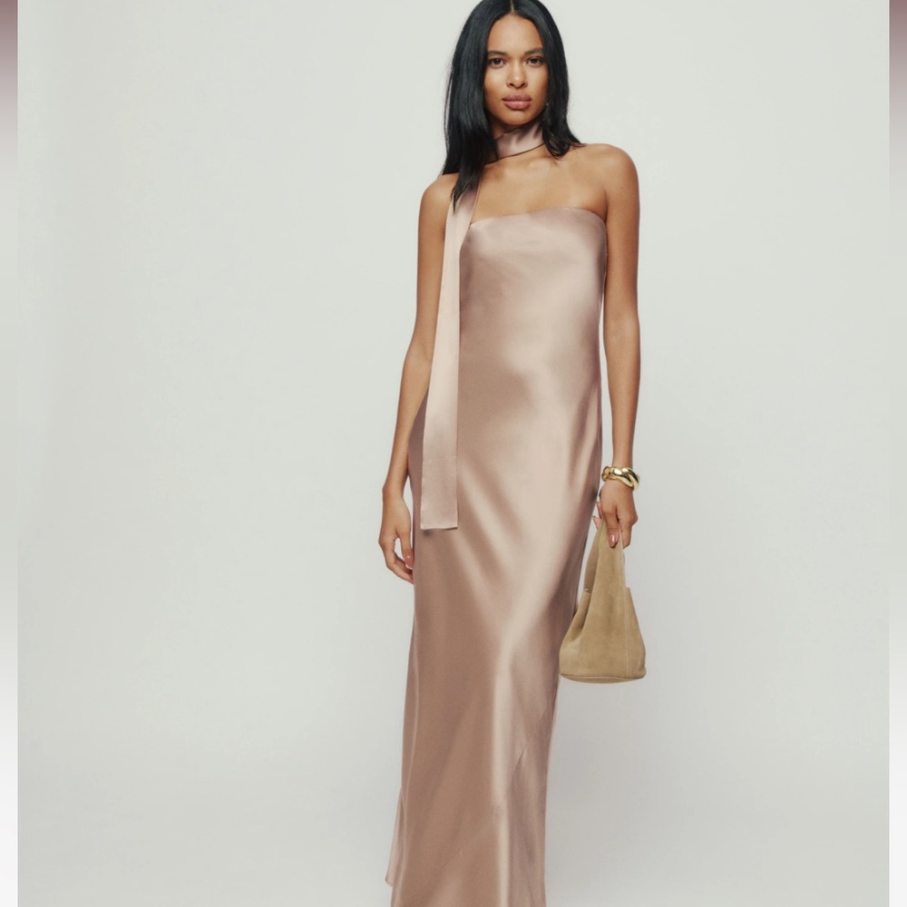 Reformation Oren Silk Dress - Gold